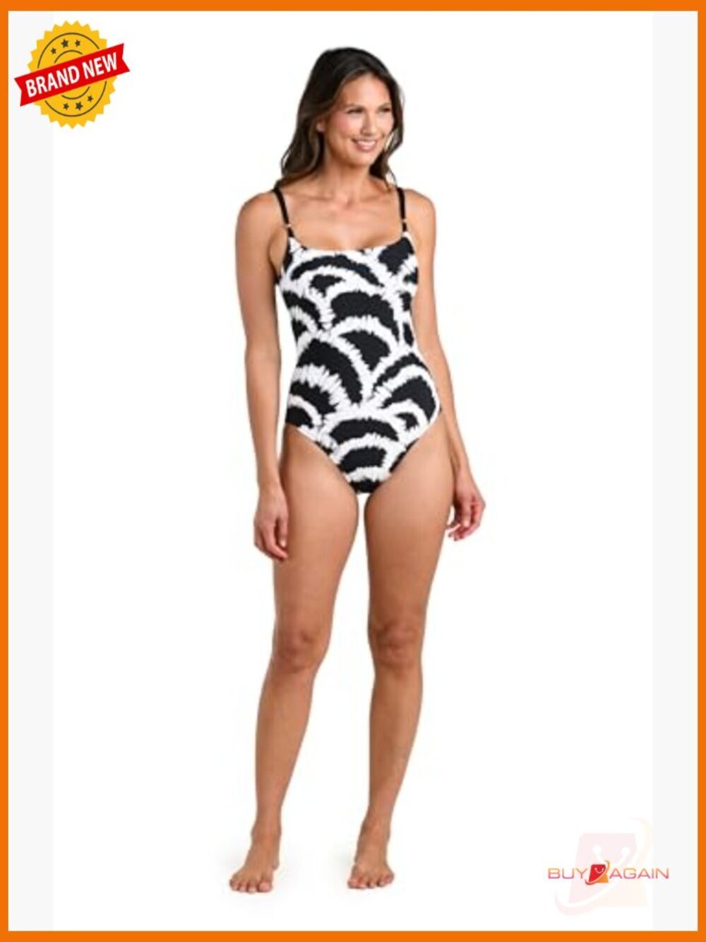One Piece Swimsuit Tummy Control Ruched Body Adjustable Straps - Picture 3 of 4